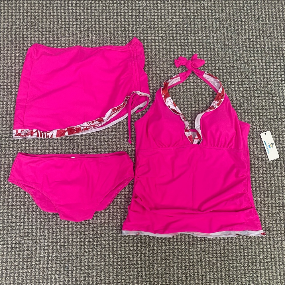 NWT womens Hot Pink Tankini bathing suit Set